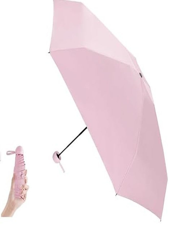 coku Mini Portable Umbrella with Capsule Case Outdoor for Women Men & Kids 4 Folds UV Protection Compact Foldable Backpack Travel Umbrellas for rain & Hot Summer Capsule Umbrella (Pink) - Image 1